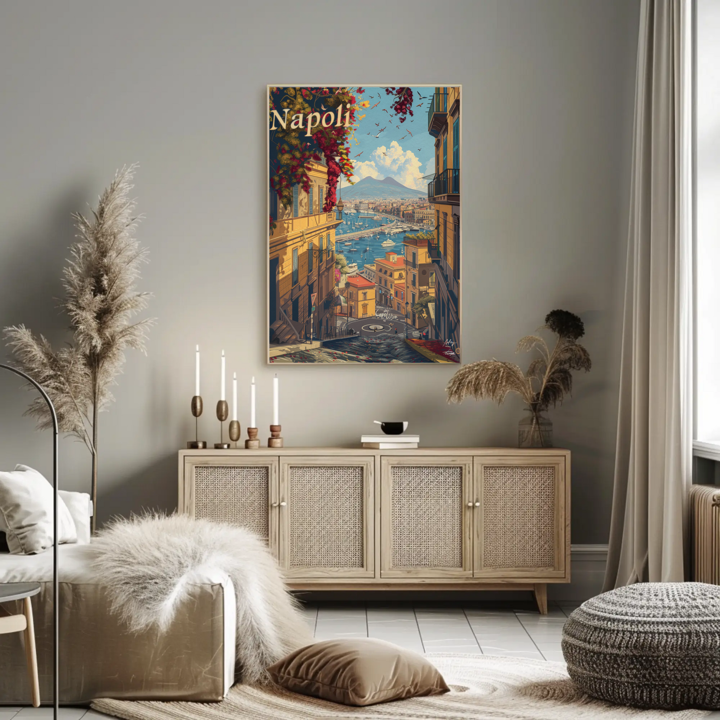 Napoli Bay and Mount Vesuvius Travel Poster