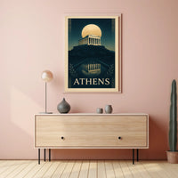 Athens The Parthenon Under Moonlight Poster