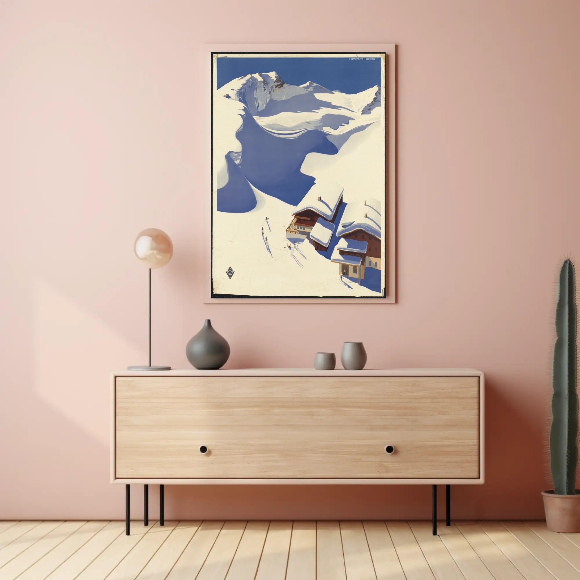 Vivid Vintage Ski Adventure in Austria Travel Poster PosterGoat