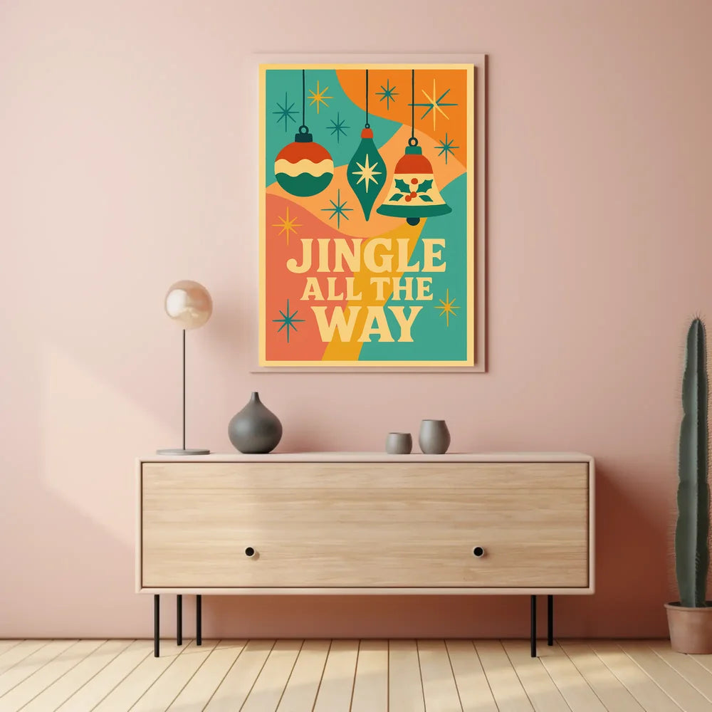 Festive Christmas Ornaments Retro Design Abstract Artistic Poster