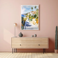 Coastal Mediterranean Scene Poster PosterGoat
