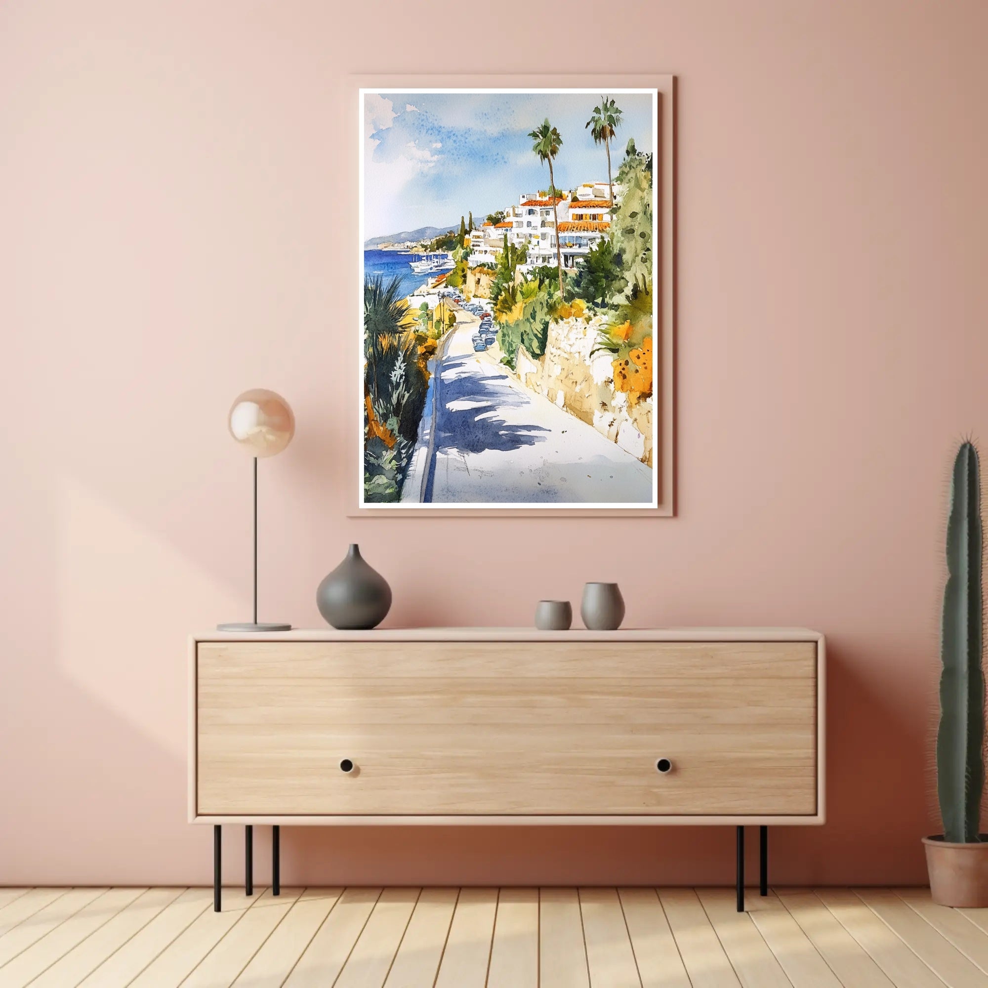 Coastal Mediterranean Scene Poster PosterGoat