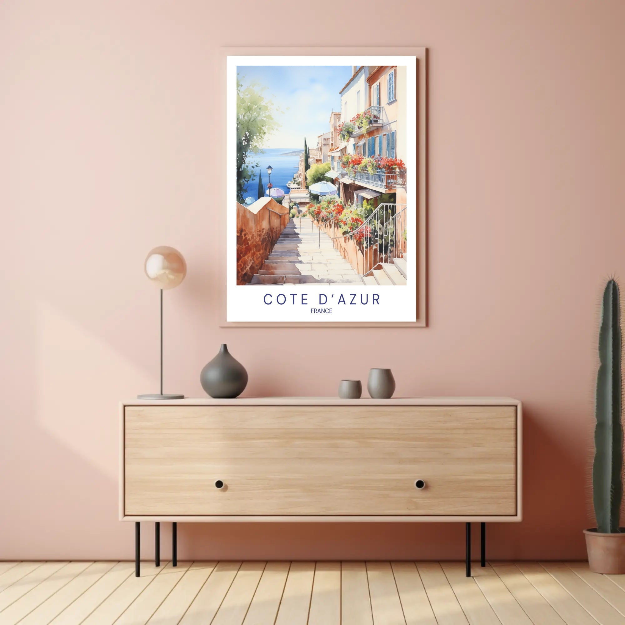 Côte d'Azur Watercolor Scenic Travel Poster PosterGoat