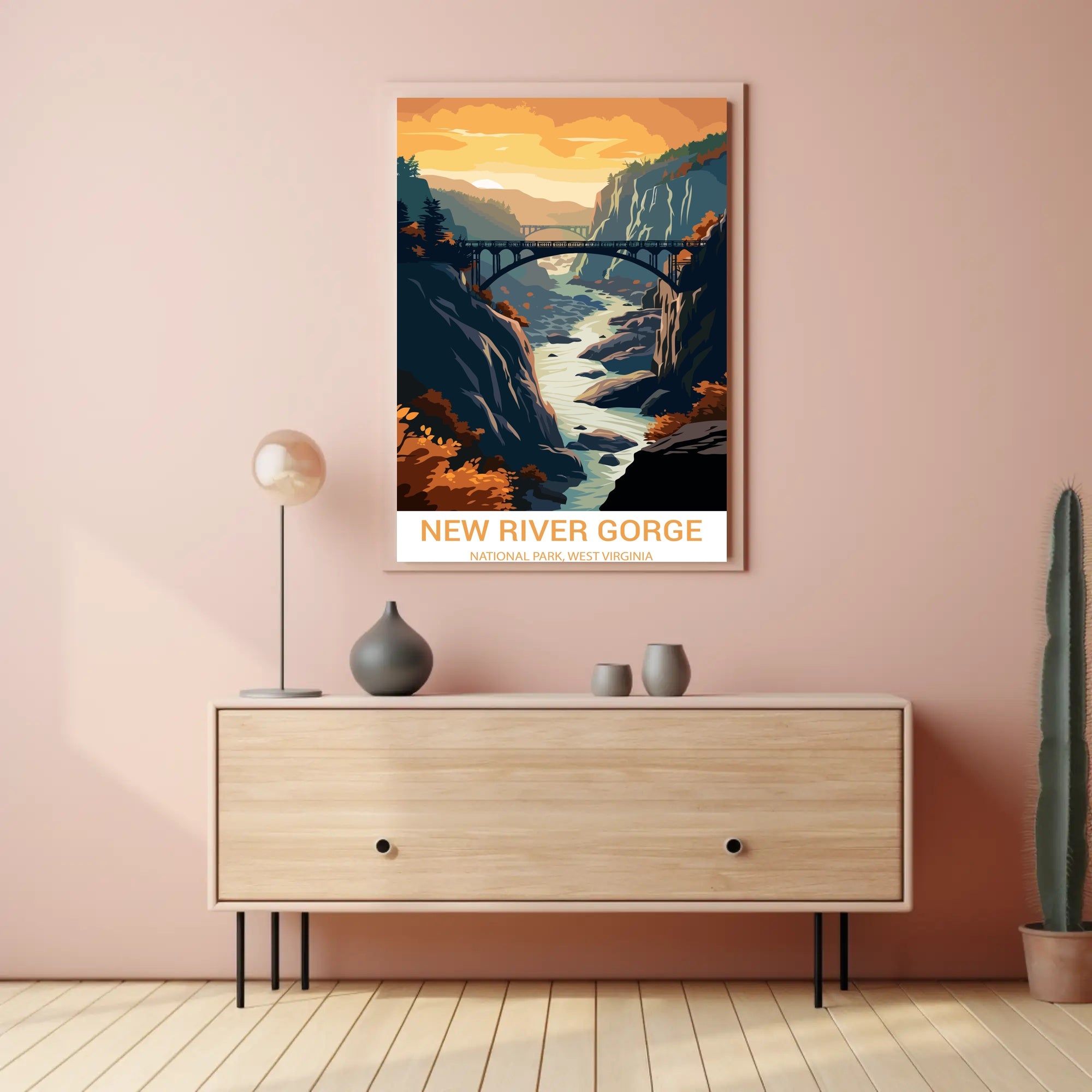 New River Gorge in Autumn Vintage National Park Poster