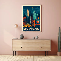 New York City Vibrant Urban Art Poster Abstract Wall Art