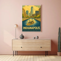 Indianapolis Skyline Vintage Travel Art Poster