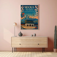 Seoul Travel Poster Modern Cityscape Wall Art
