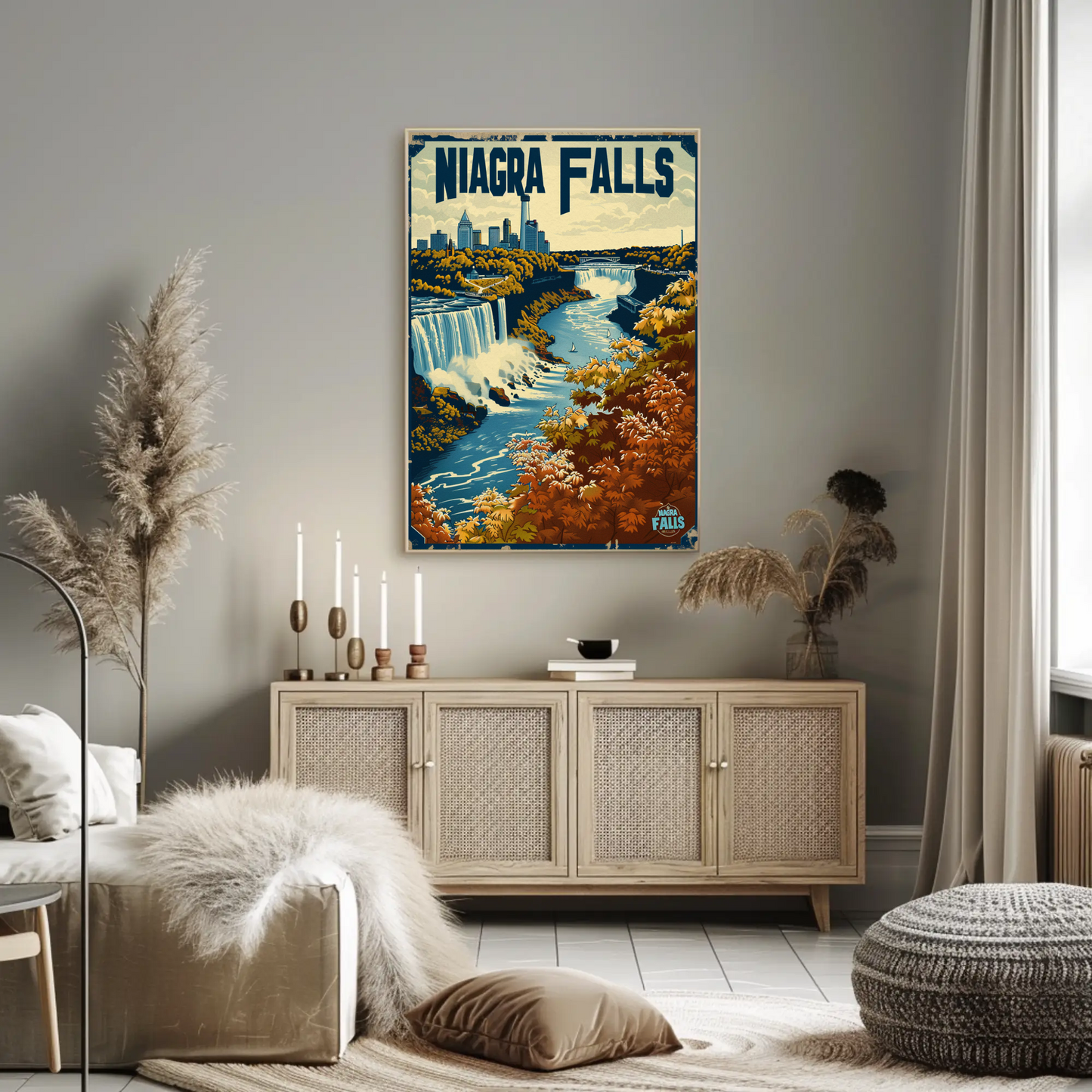 Niagara Falls Autumn Waterfall Travel Poster