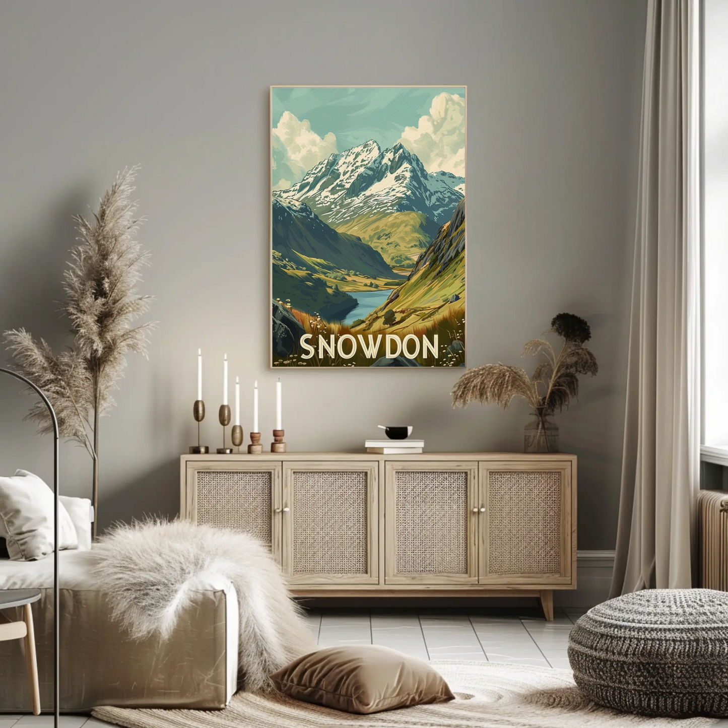 Snowdon Mountain Landscape Travel Poster