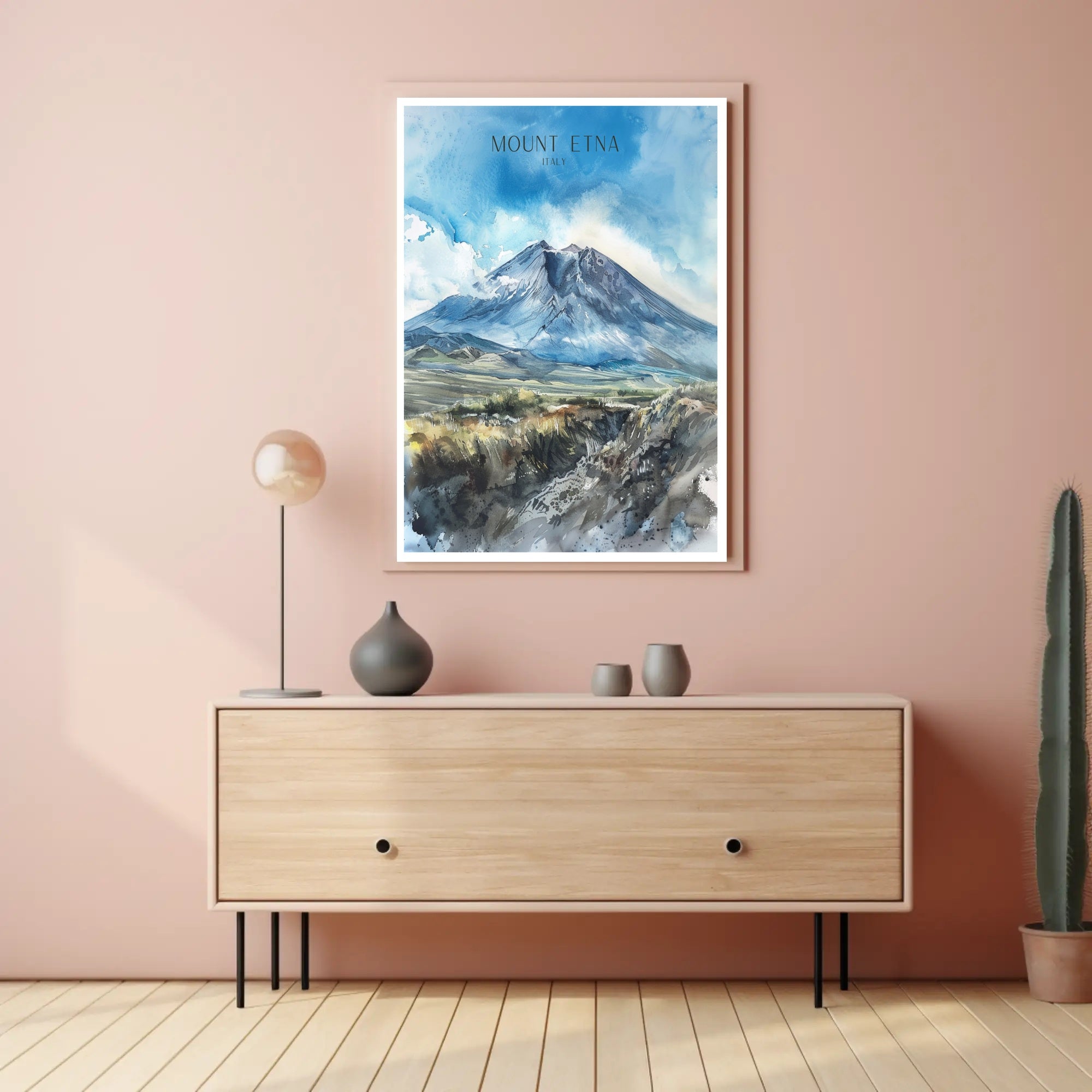 Mount Etna Illustration Poster PosterGoat