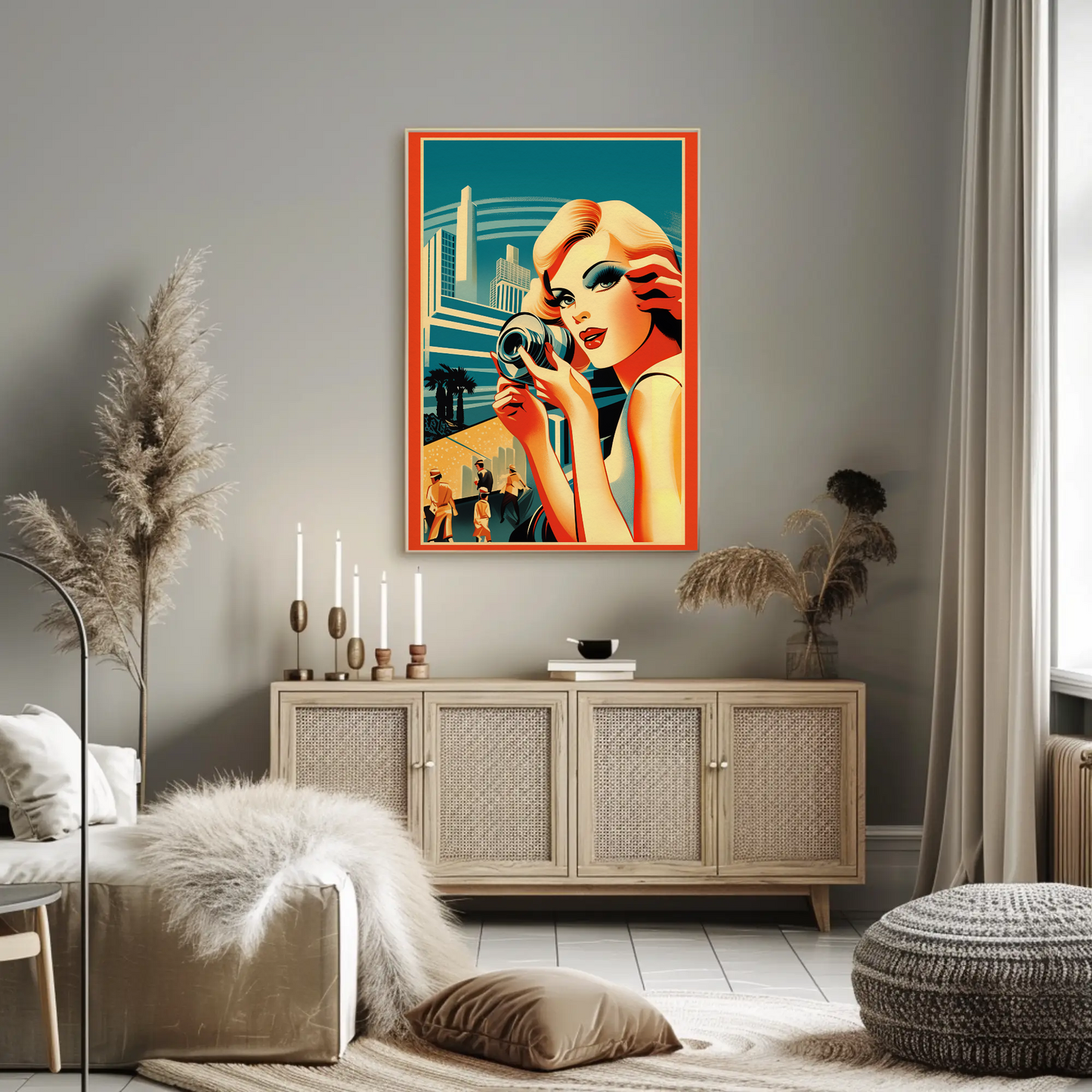 Glamorous Retro Woman With Camera Travel Poster