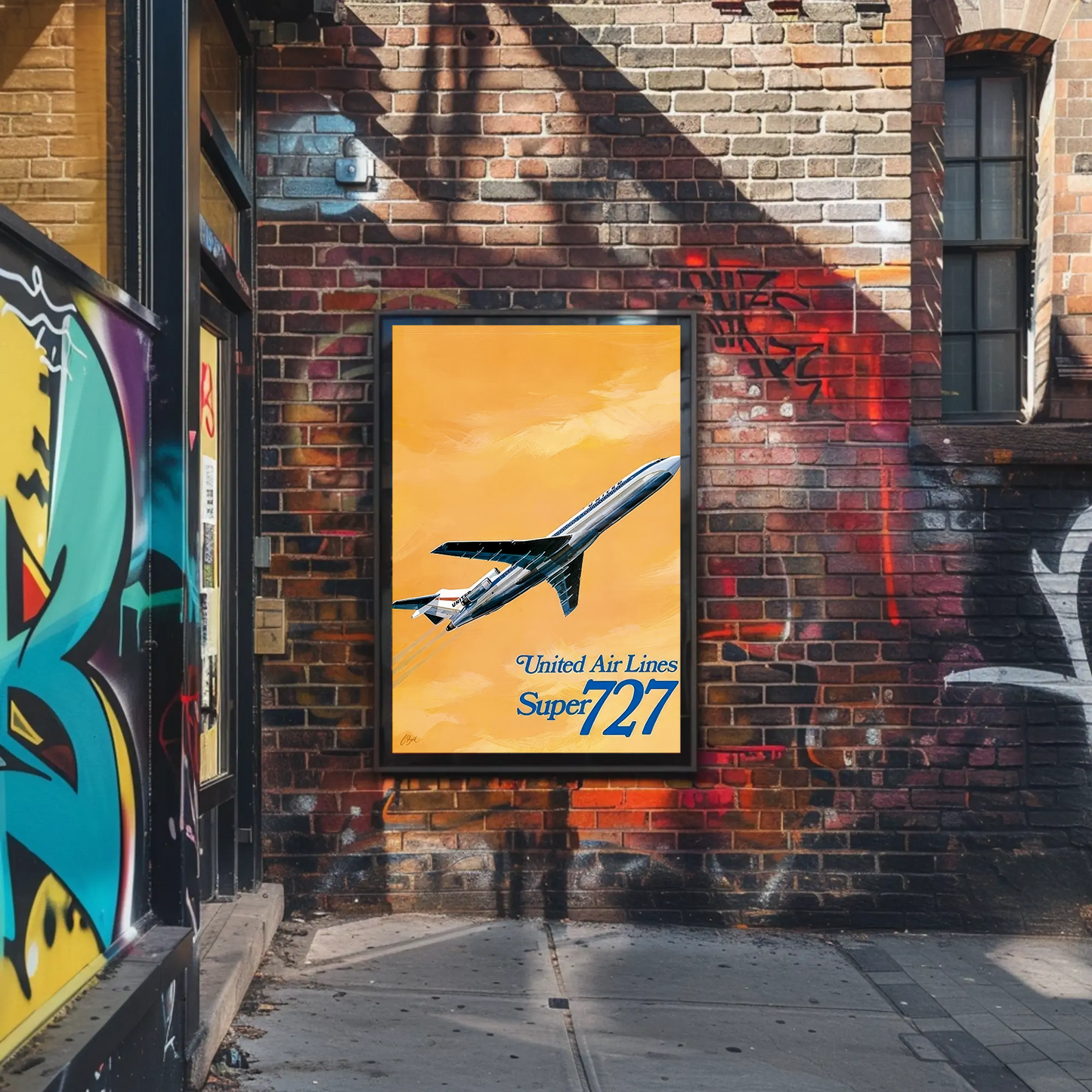 United Airlines Super 727 Vintage Poster