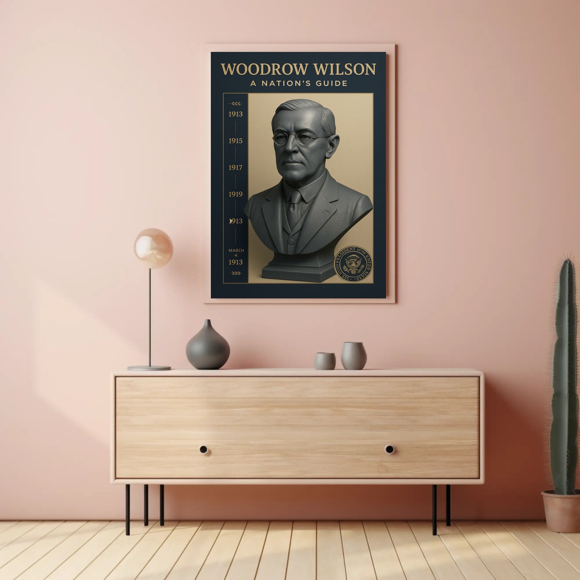 Woodrow Wilson Bust Vintage Historical or Presidential Poster