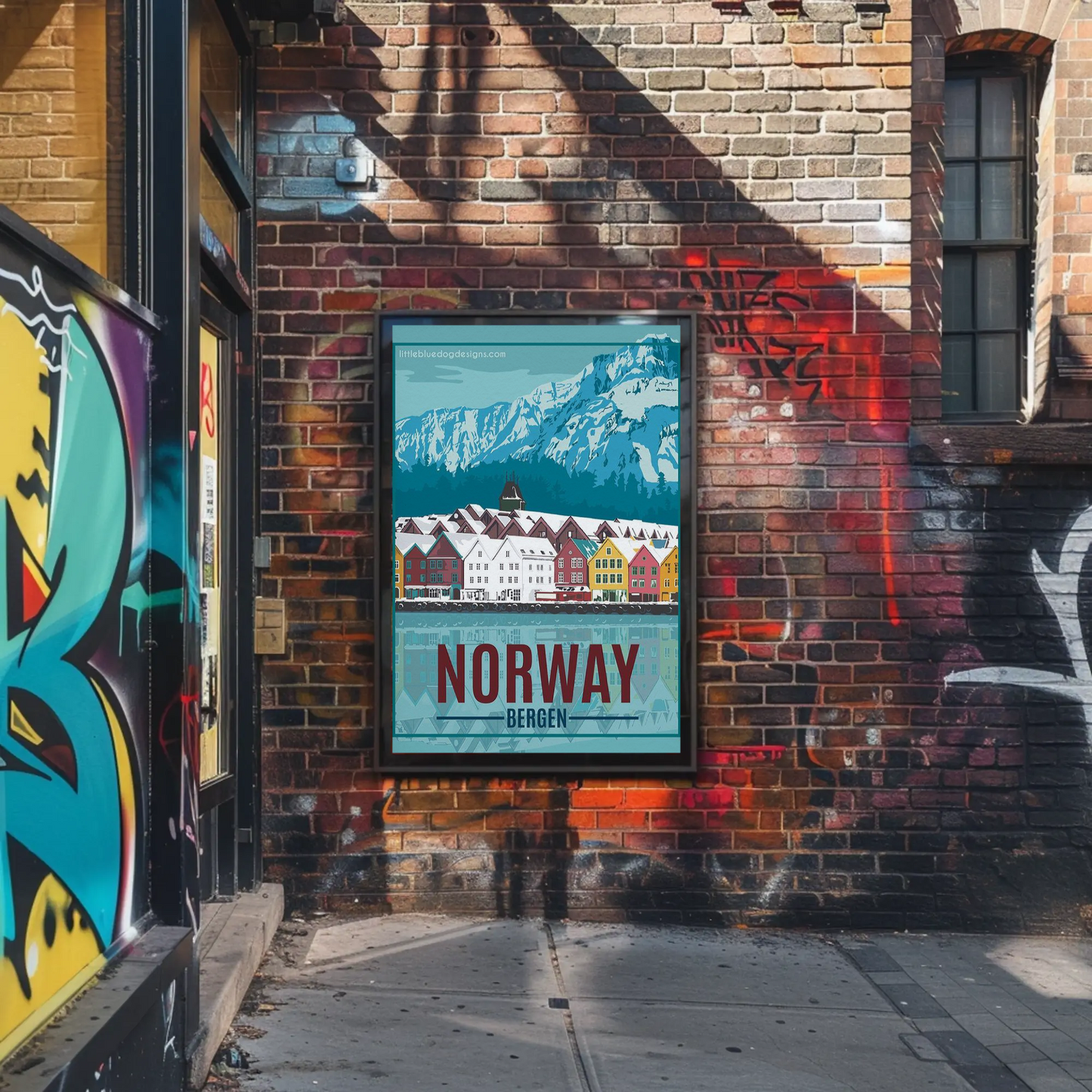 Norway Vintage Poster Bergen Winter
