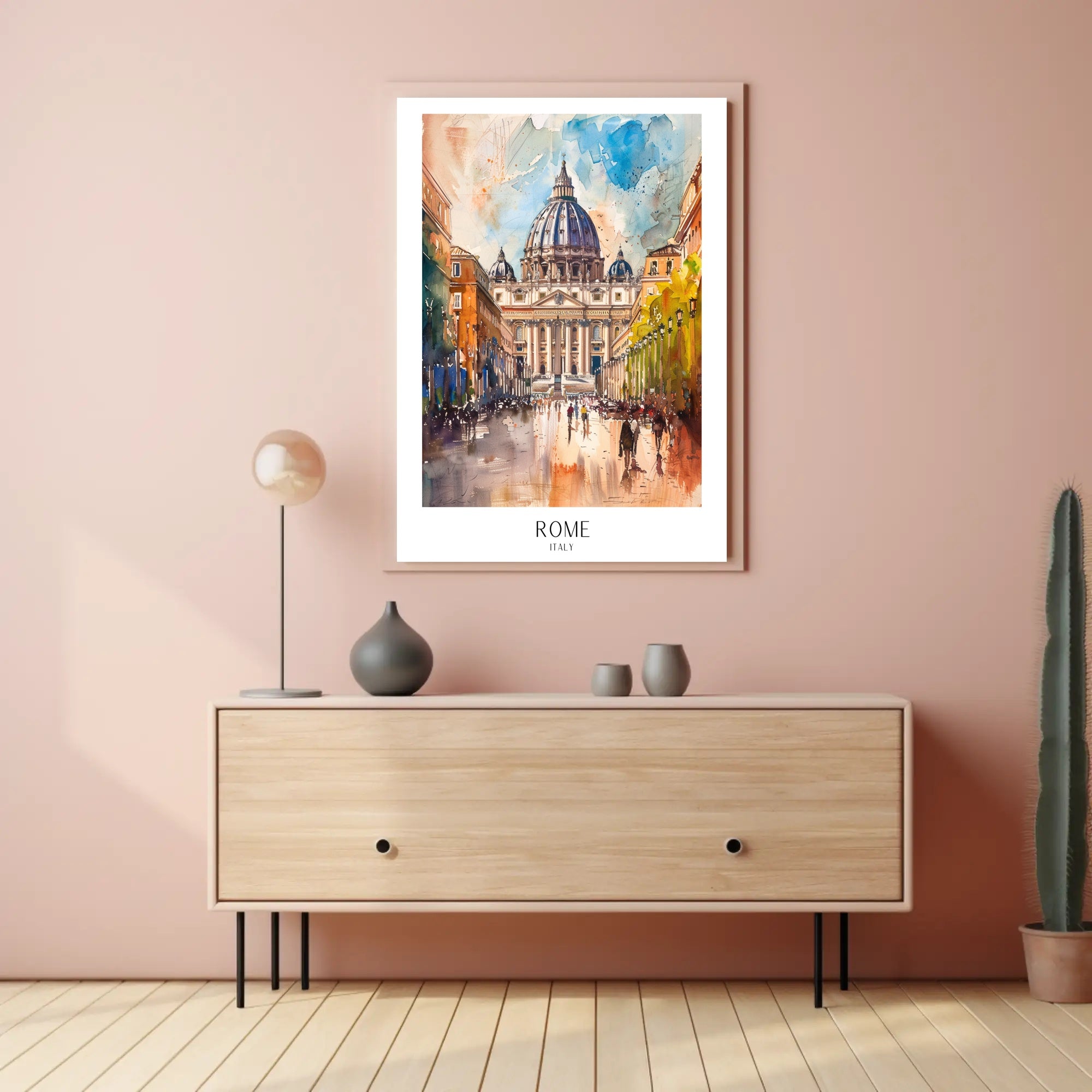 Stunning Watercolor of St. Peter’s Basilica Travel Poster PosterGoat