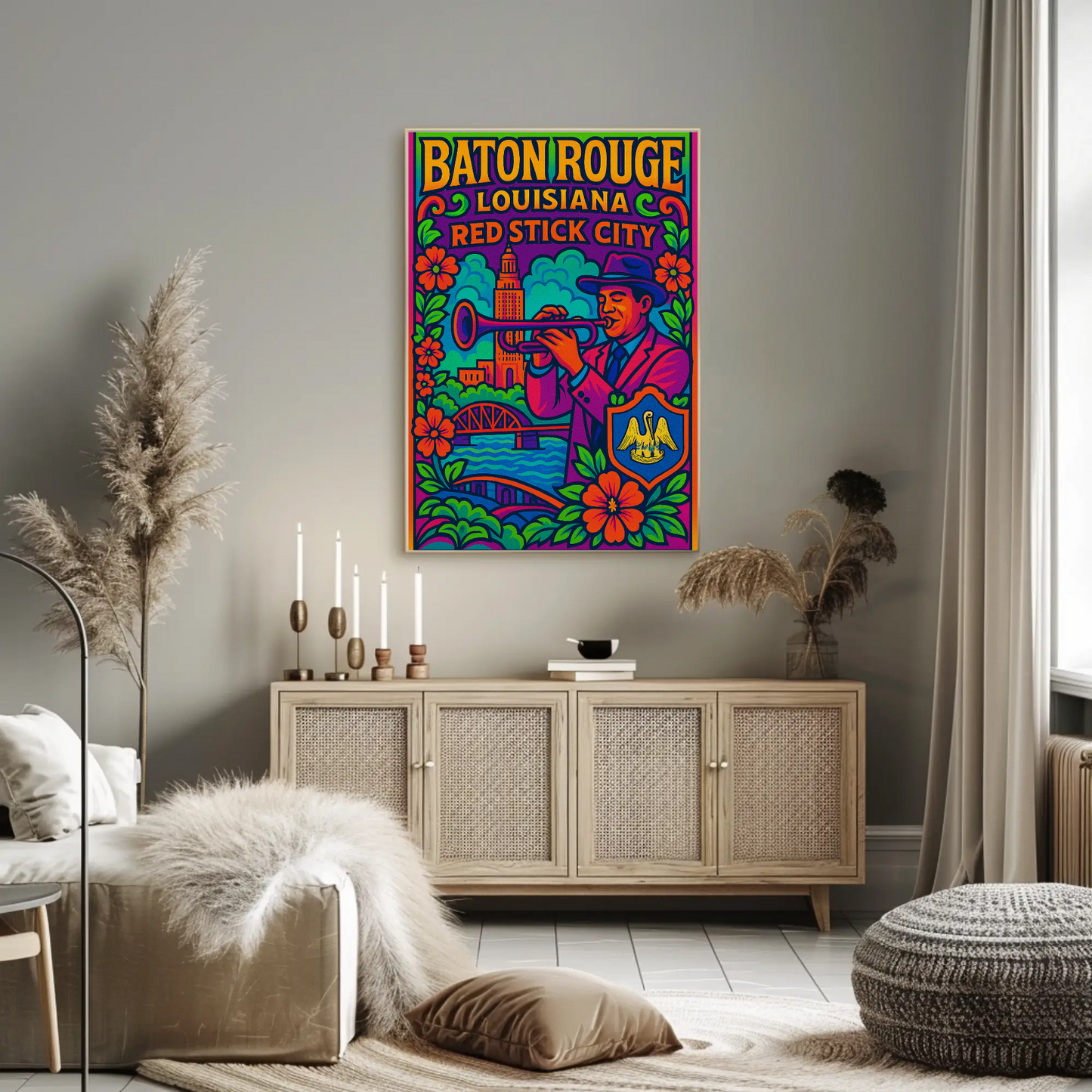 Baton Rouge Red Stick City Travel Poster