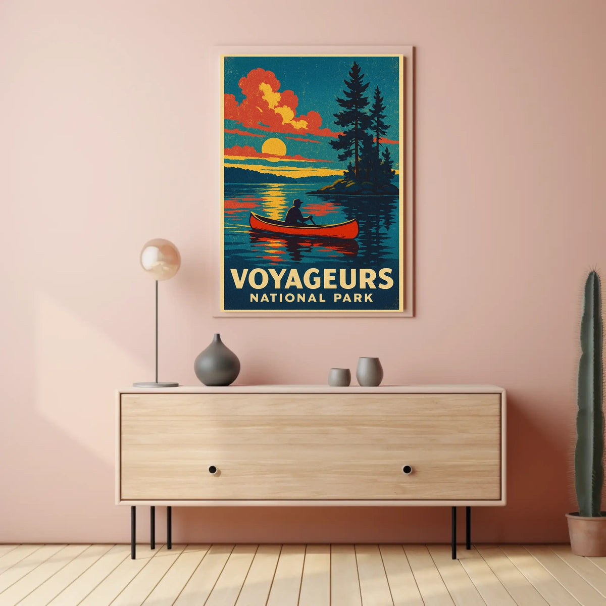 Voyageurs National Park Vintage Canoe Adventure Poster