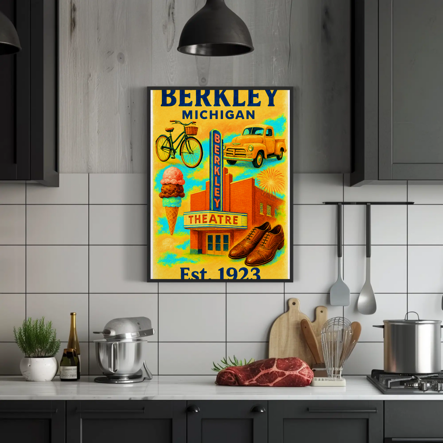 Berkley Michigan Wall Art Vintage Travel Poster