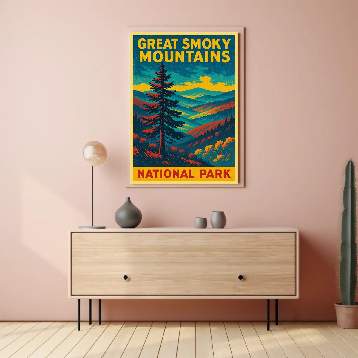 Great Smoky Mountains Vintage Travel Poster Art Nostalgic Retro Adventure Landscape Poster