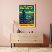 Great Smoky Mountains Vintage Travel Poster Art Nostalgic Retro Adventure Landscape Poster