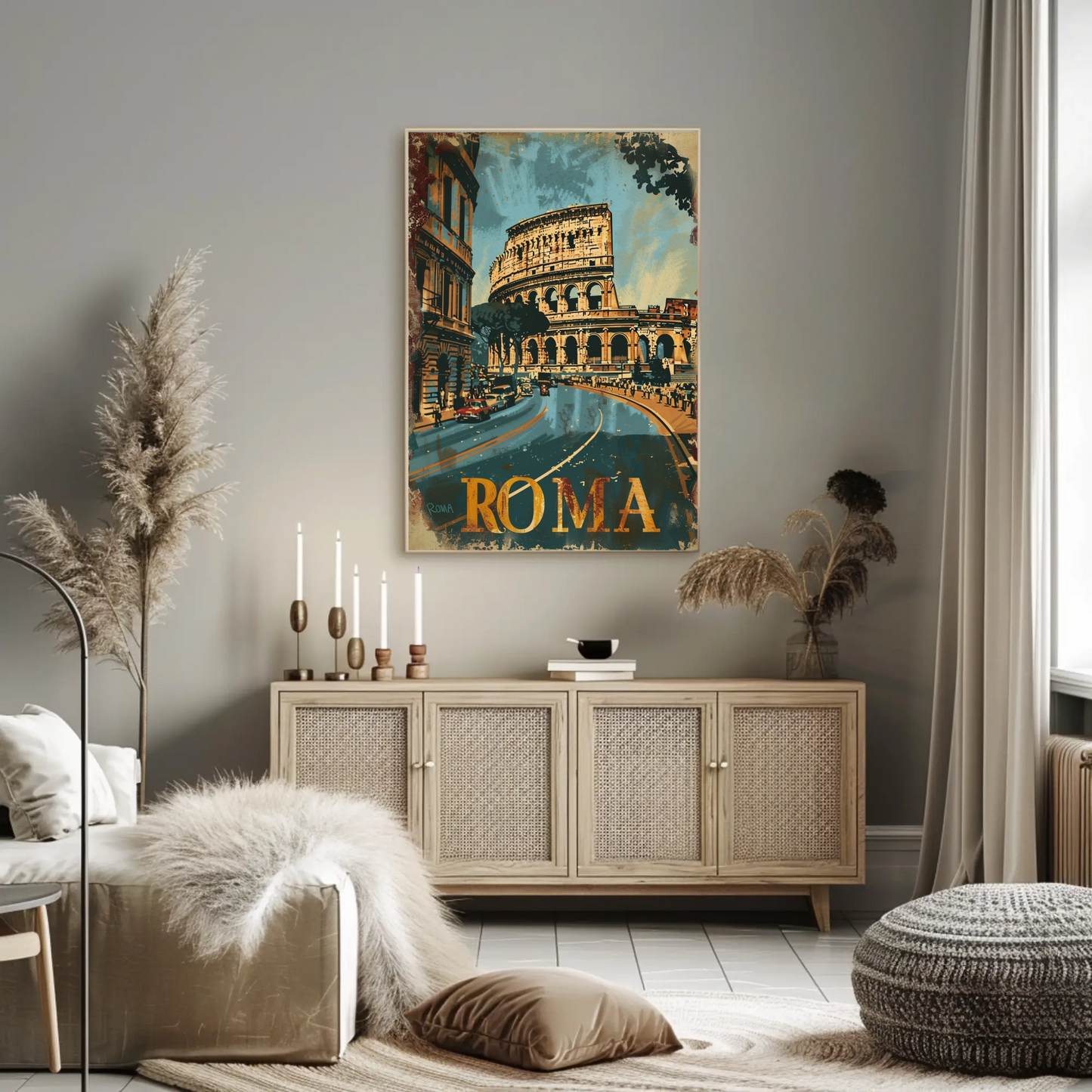 Rome Colosseum Vintage Italy Travel Poster