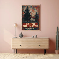 Cozy Vintage Vermont Rustic Folk Art Poster