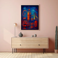 London Landmarks in Vibrant Colors Poster
