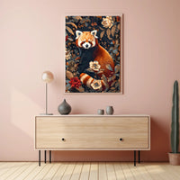 Red Panda in Bloom Wall Art Print