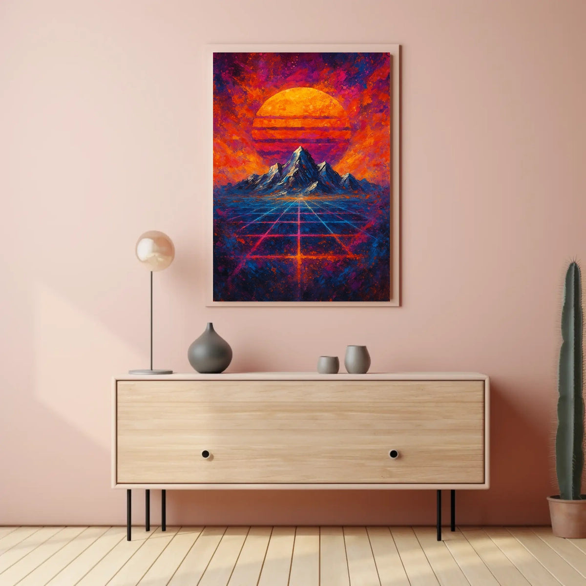 Futuristic Abstract Landscape with Synthwave Aesthetic Poster