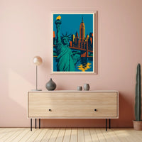 New York City Skyline Poster Retro Wall Art For Home Decor