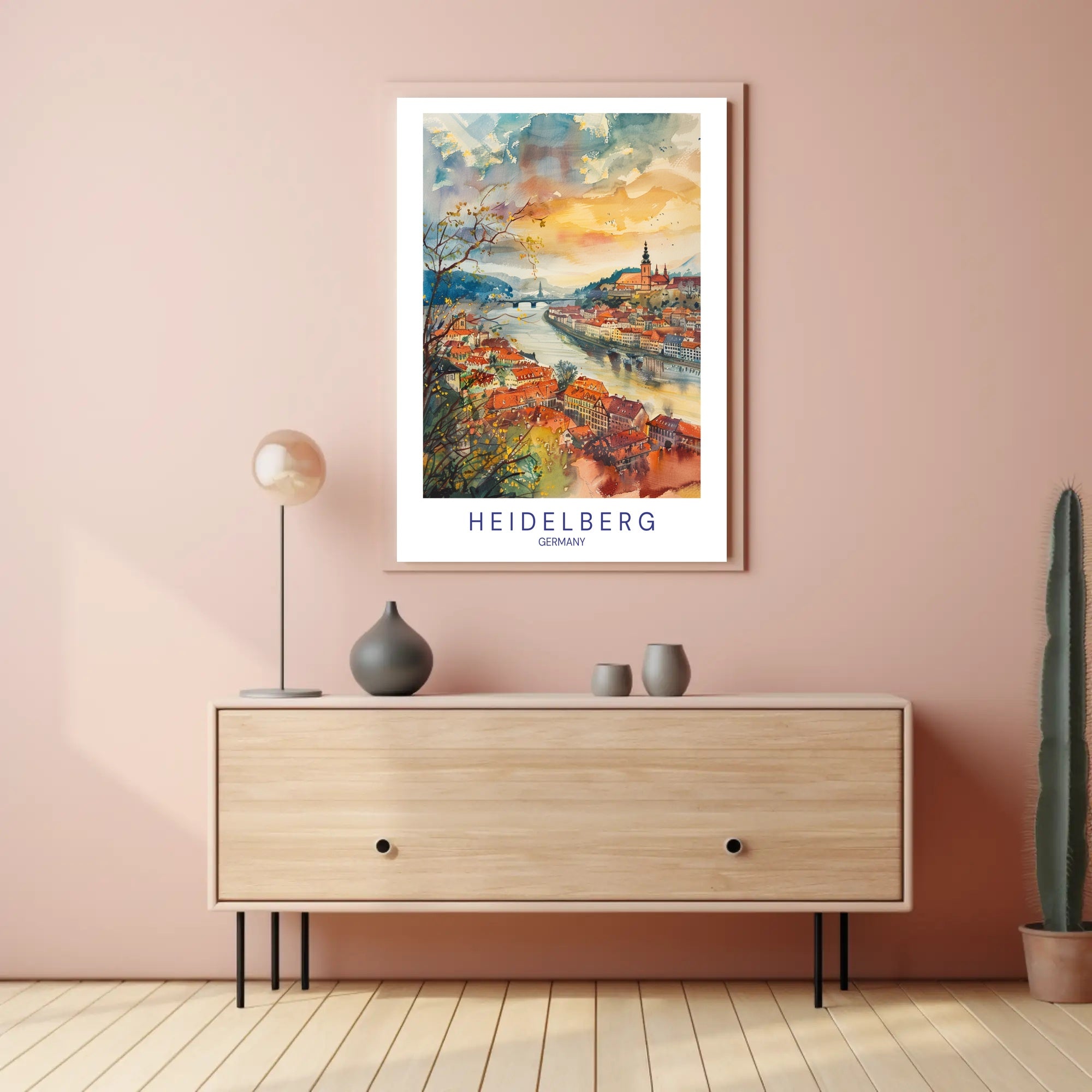 Heidelberg Watercolor Dreamscape Urban or Cityscape Poster PosterGoat