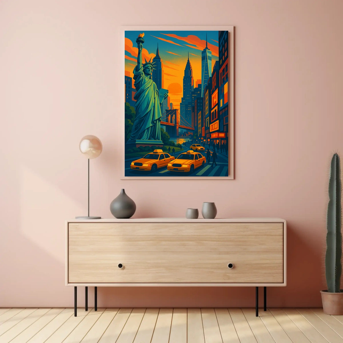 New York City Skyline Artwork Poster Modern Wall Art