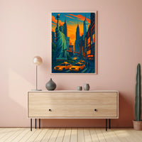 New York City Skyline Artwork Poster Modern Wall Art