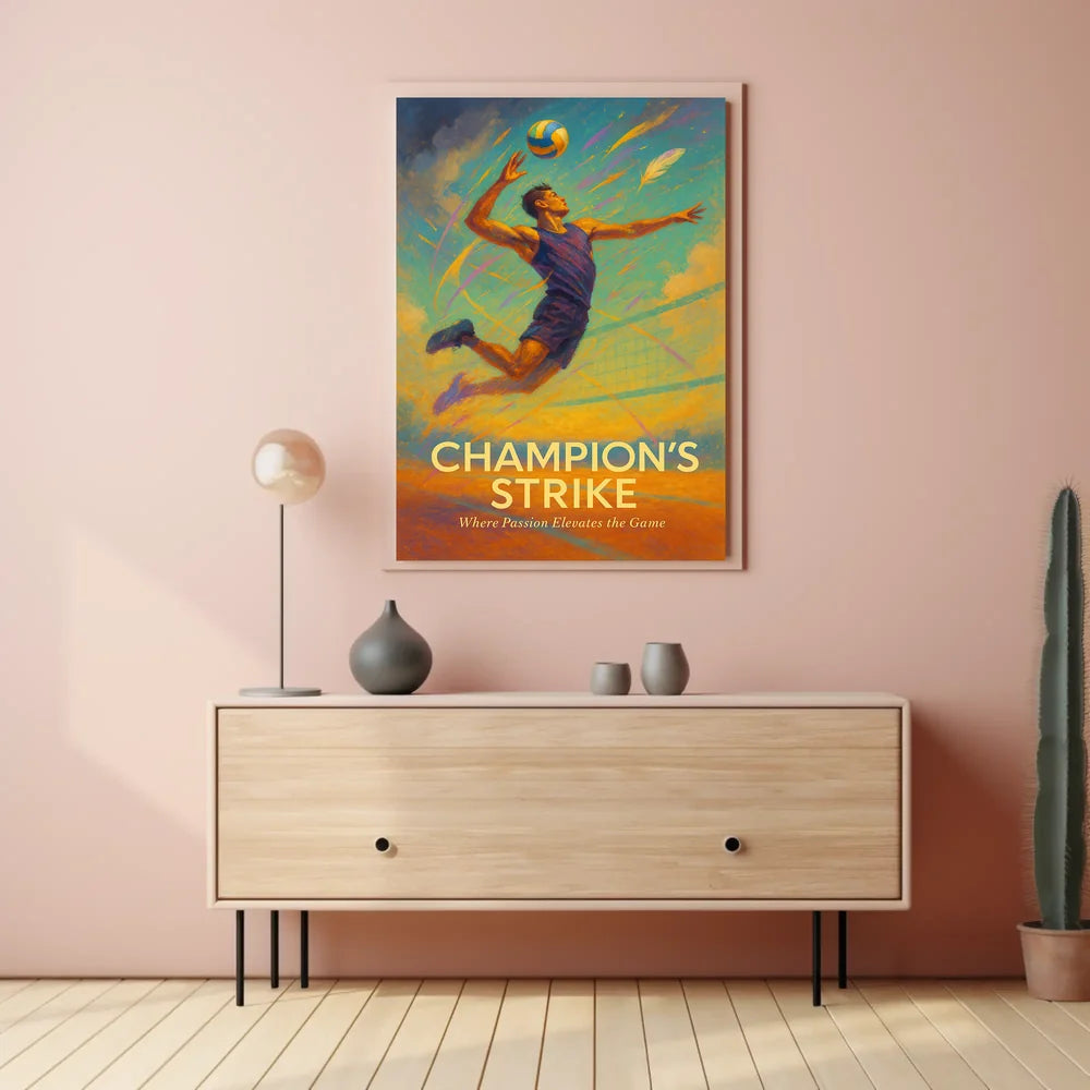 Dynamic Volleyball Champion Sports Poster PosterGoat