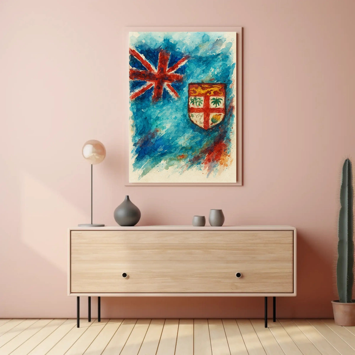 Fiji Flag Watercolor Art Poster
