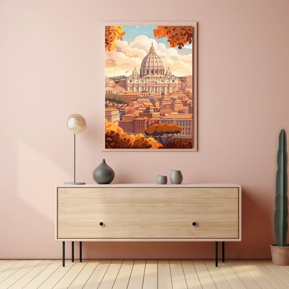 Rome's Iconic Autumn Cityscape Art Poster