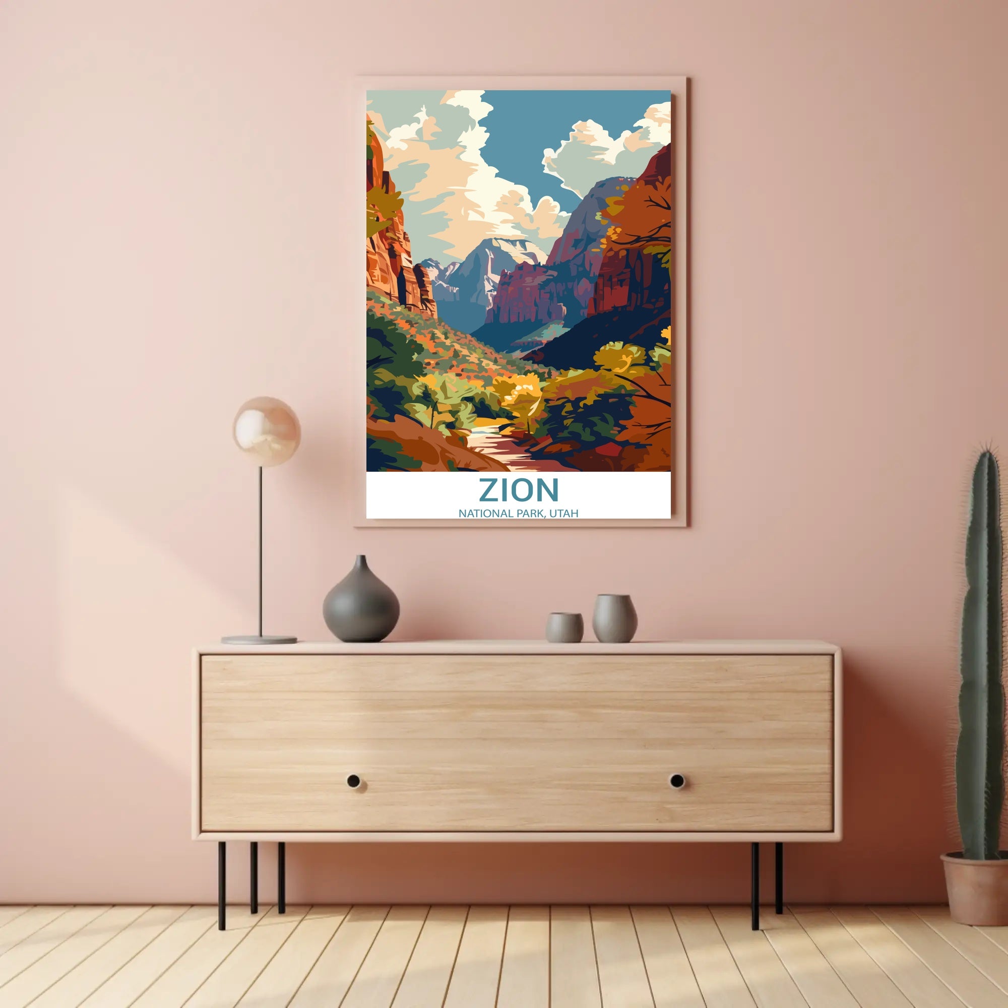 Zion National Park Vintage Adventure Travel Poster
