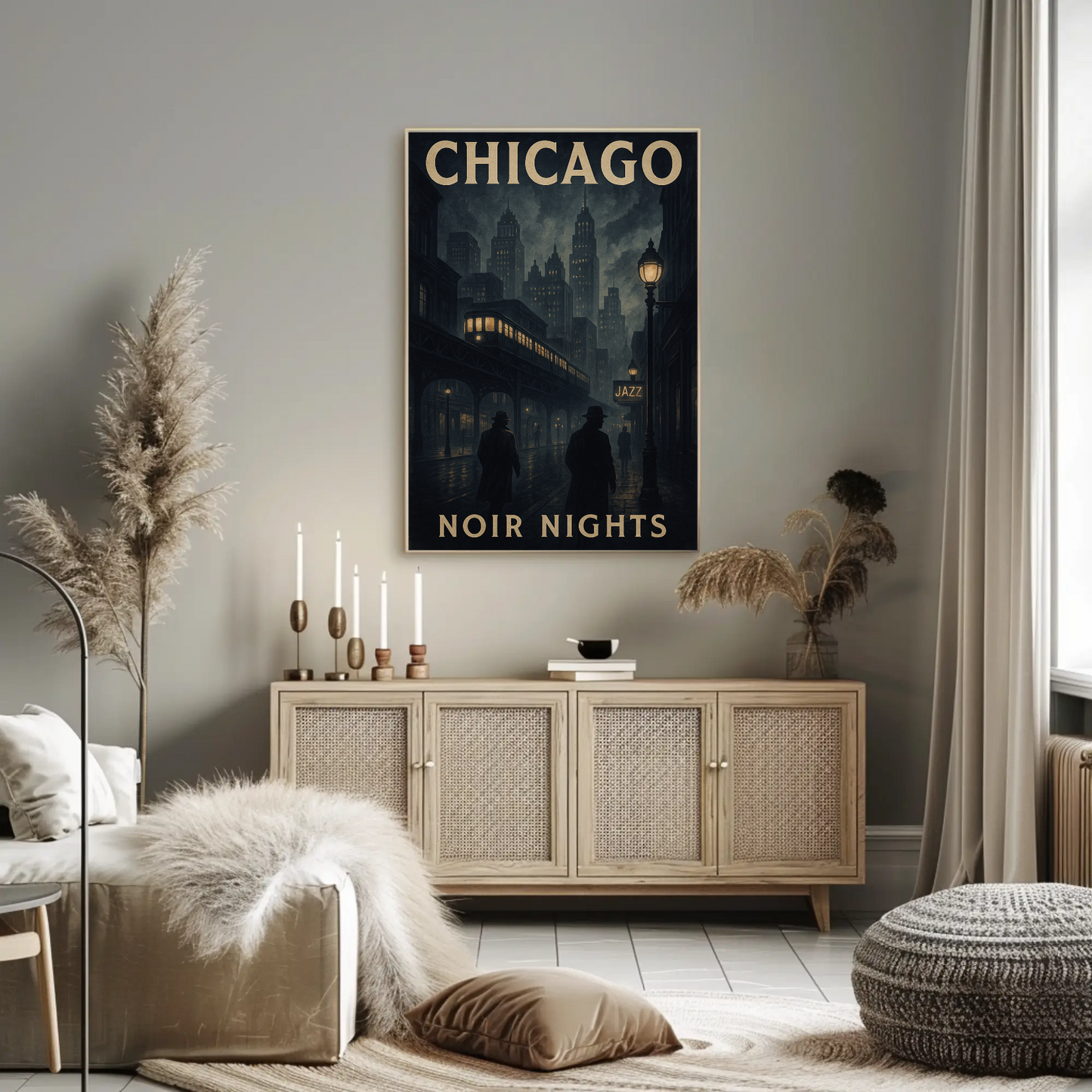 Chicago Noir Nights Jazz Travel Poster