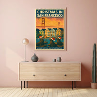 San Francisco Christmas Cityscape Festive Scenic Travel Lovers Home Decor Poster