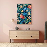 Vibrant Hydrangea Blossom: Ultra-Realistic Artistic Poster