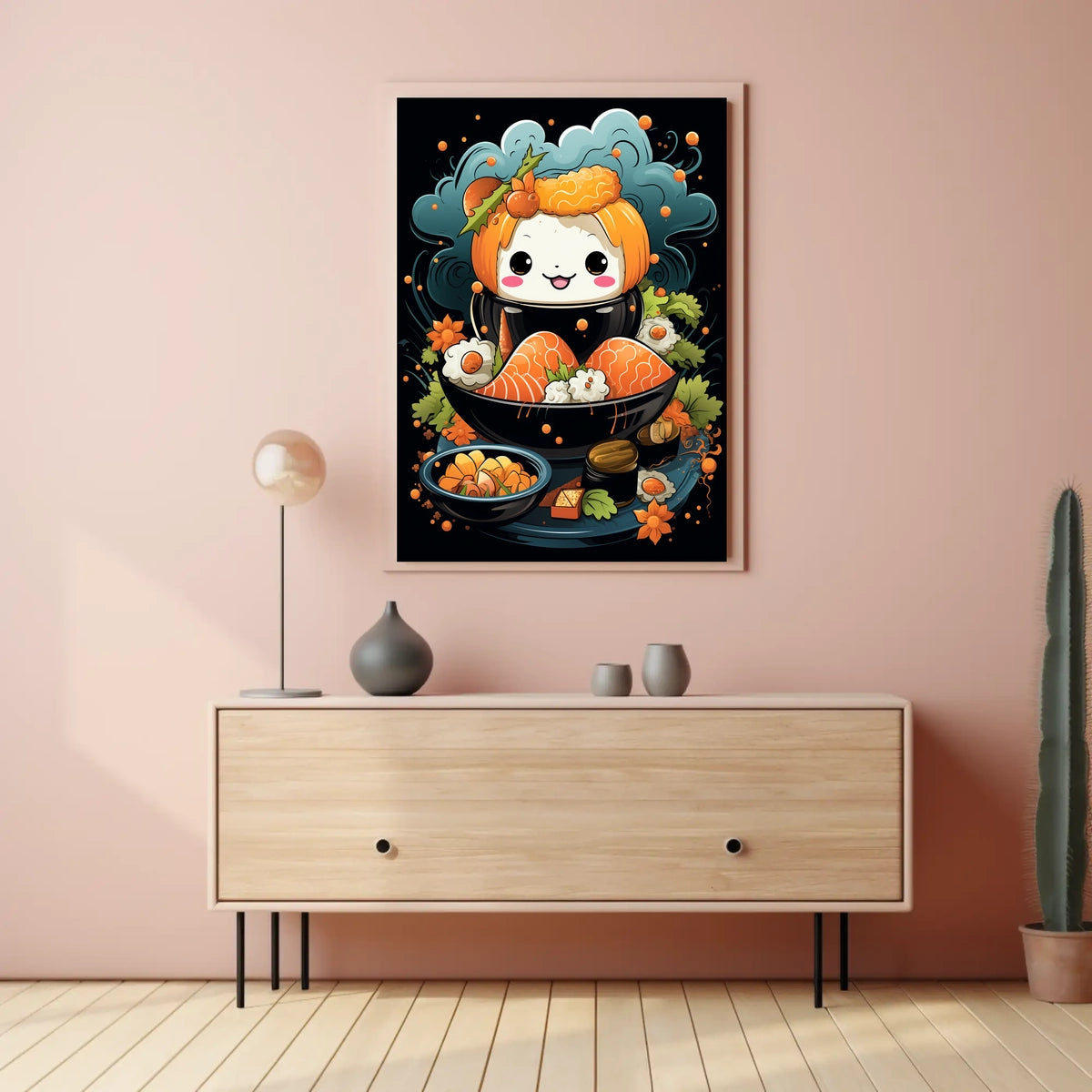 Cute Smiling Sushi Art - Abstract, Artistic, or Pop Culture Poster