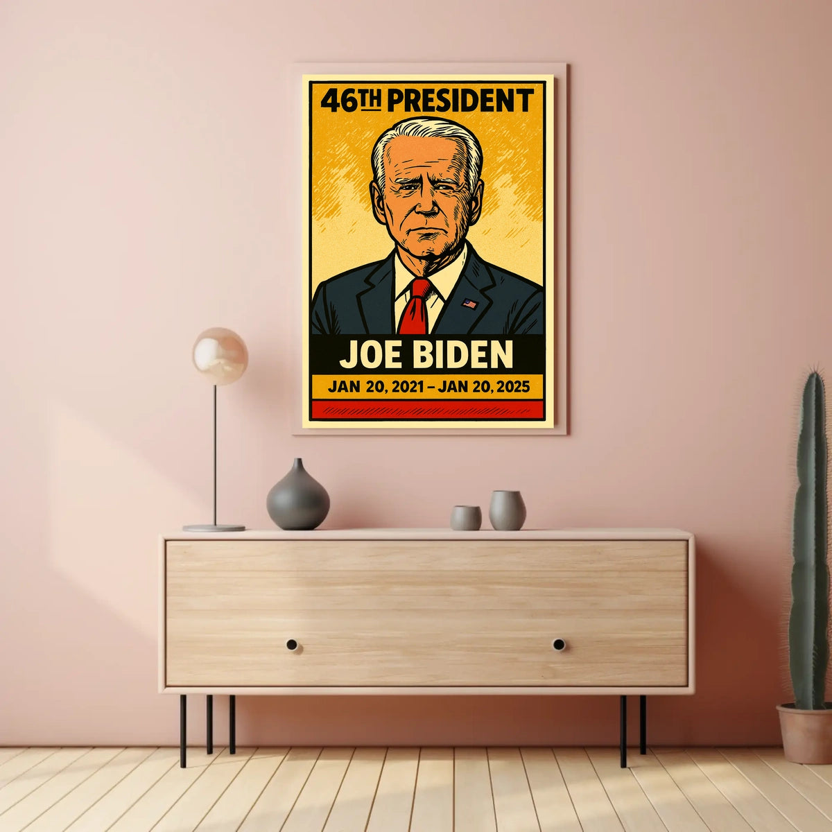 Joe Biden 46th President of the United States Inked Comic Style Poster