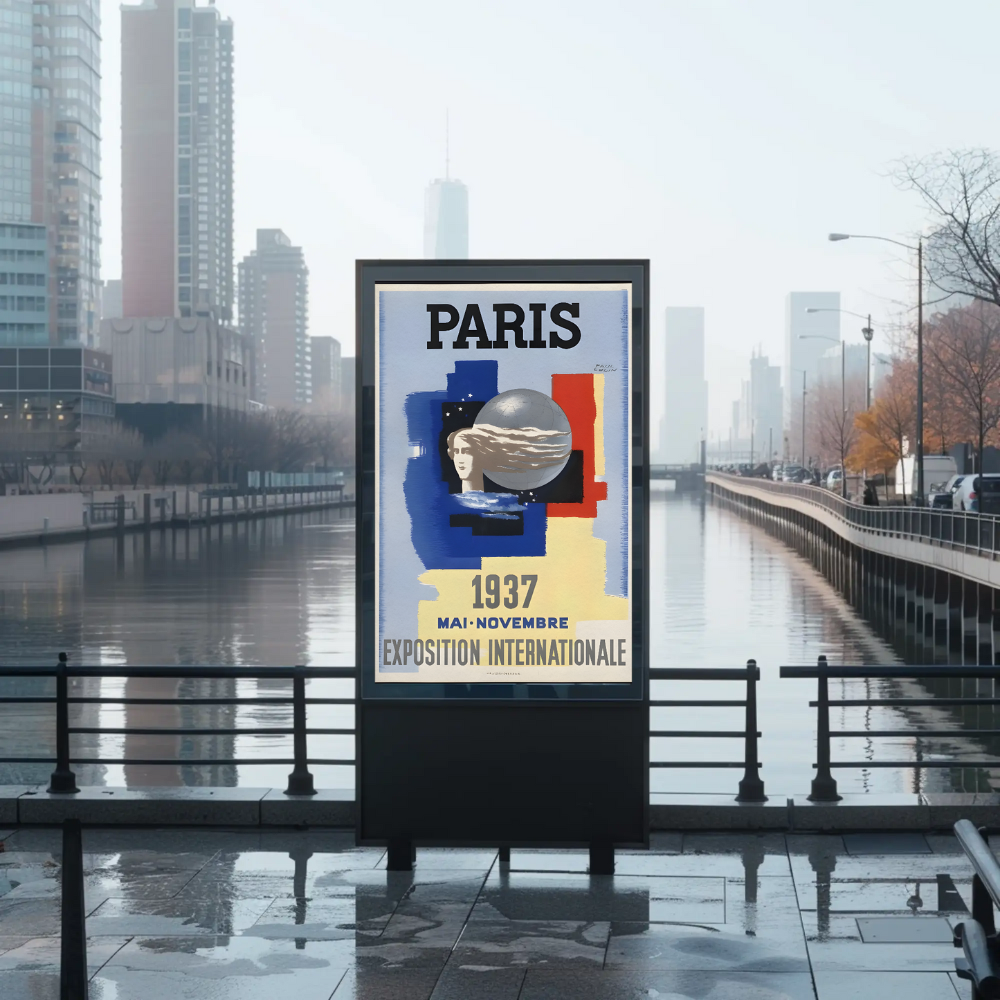 Paris 1937 Exposition International Vintage Travel Poster