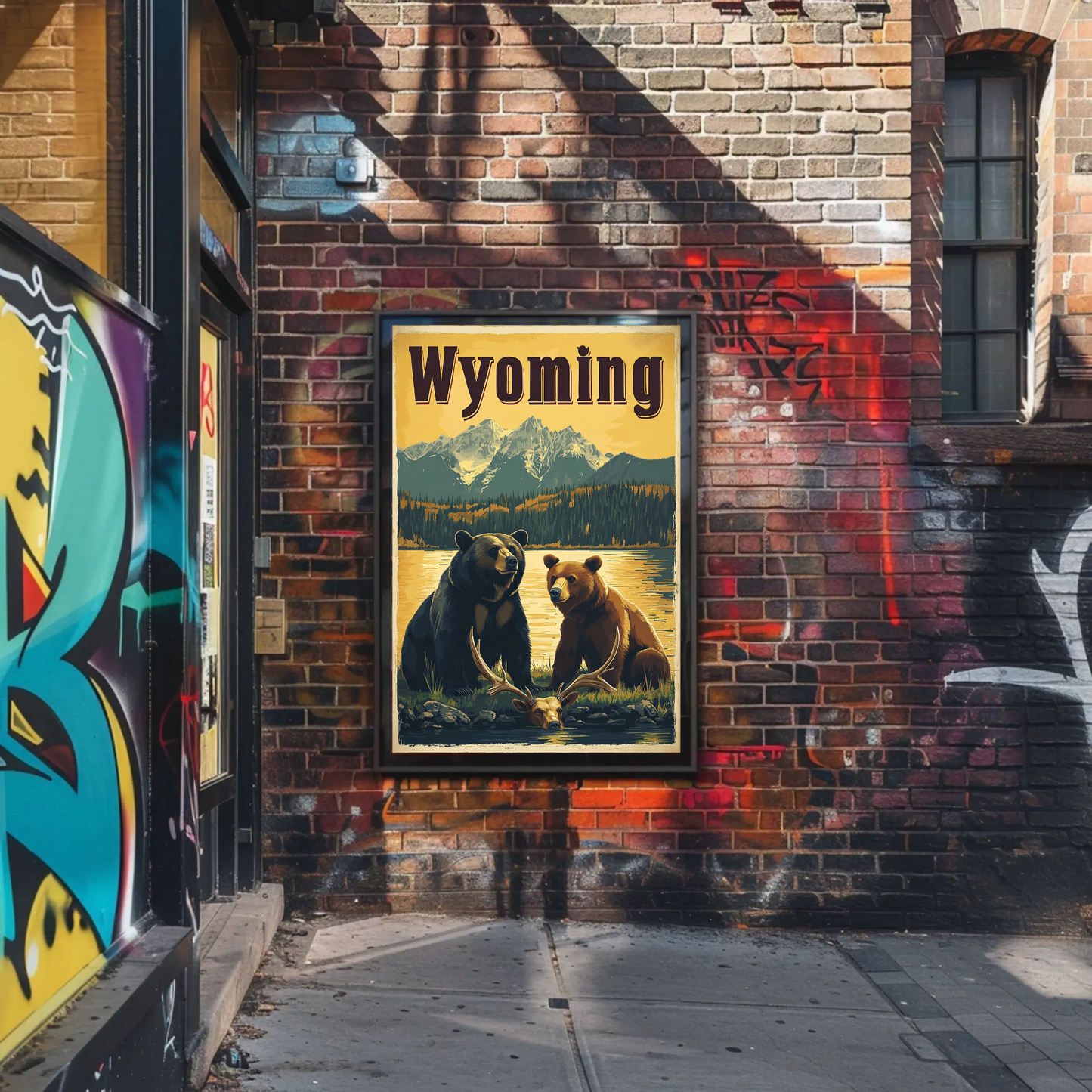 Wyoming Bears Mountain Vintage Poster