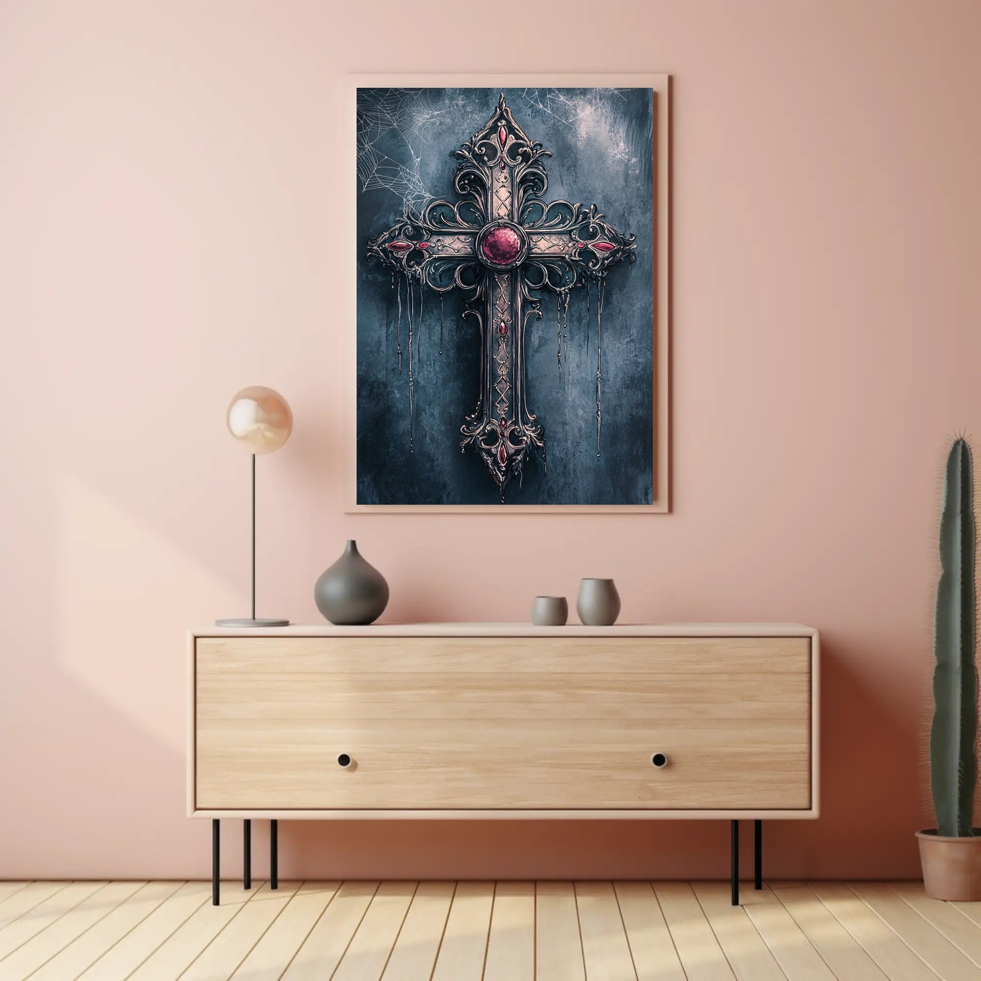 Gothic Cross With Jewels Poster
