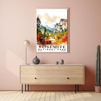 Yosemite Watercolor Wall Art Poster