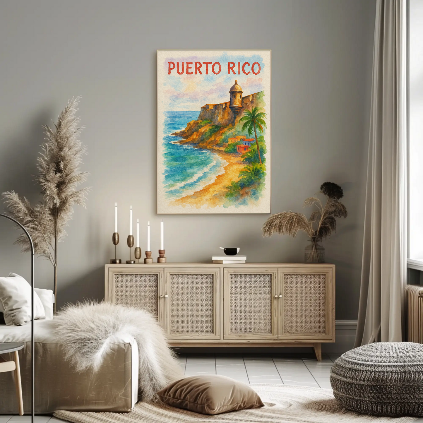 Puerto Rico Coastal Fort Travel Poster