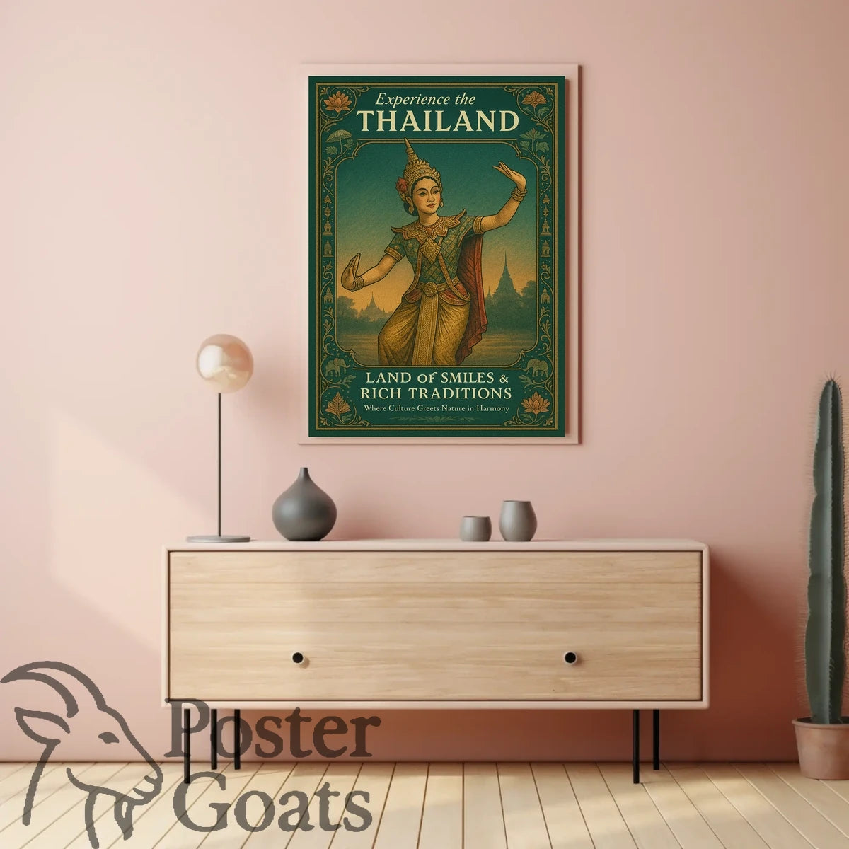 Thailand's Traditions in Vintage Style: Cultural Heritage Poster