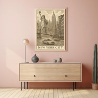 Timeless New York City Poster Vintage Sepia Urban Art Fans