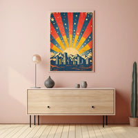 City Skyline Retro Poster: Hopeful Urban Sunrise